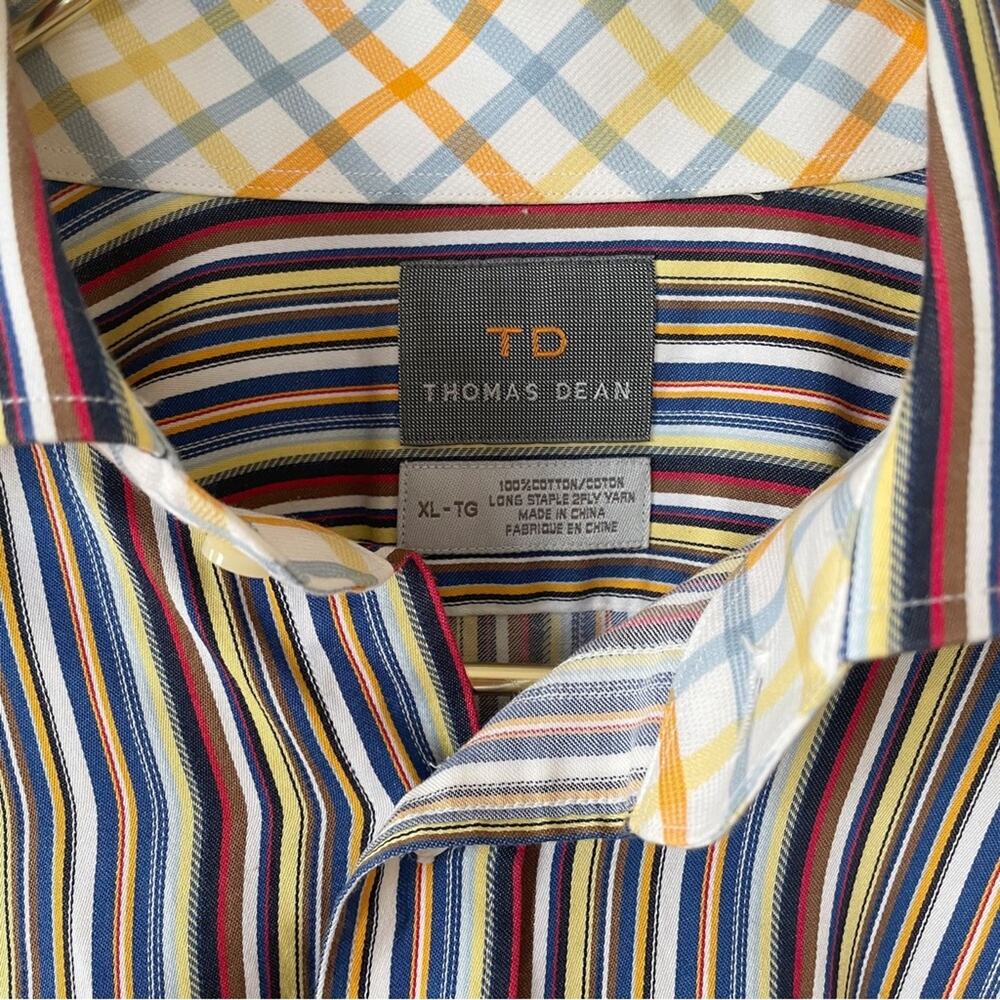 Thomas Dean Multicolored Striped Button Down Shirt XL - Picture 7 of 7